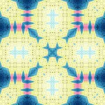 Seamless abstract pattern and texture. Symmetrical pattern of watercolors a.. Stock Photos