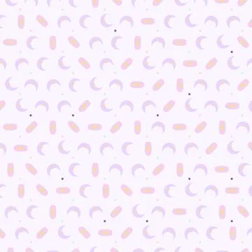 Seamless abstract pattern background with cute crescent moons and stars in .. Stock Illustration