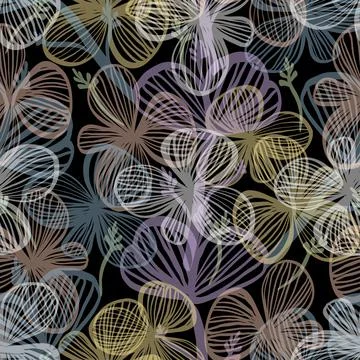 Seamless abstract pattern background with doodle multicolour flowers , greeti Stock Illustration