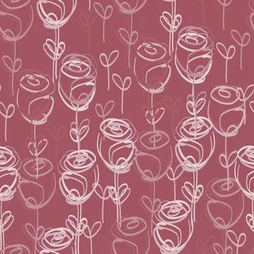 Seamless abstract pattern background with pink roses , greeting card or fabri Stock Illustration