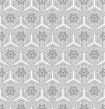 Seamless abstract pattern based on Japanese ornament Kumiko.Black and white. Stock Illustration
