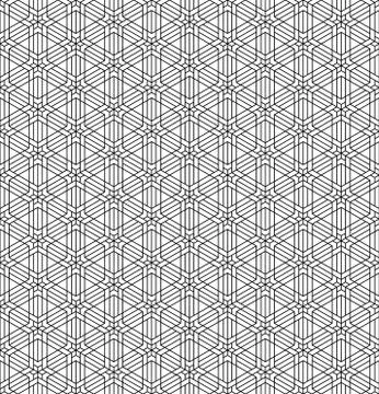 Seamless abstract pattern based on Japanese ornament Kumiko.Black and white. Stock Illustration
