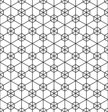 Seamless abstract pattern based on kumiko ornament in black. Stock Illustration