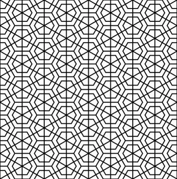 Seamless abstract pattern based on ornament Kumiko.Black and white. Stock Illustration