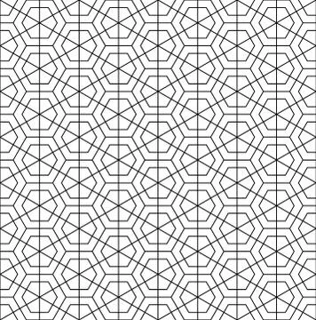 Seamless abstract pattern based on ornament Kumiko.Black and white. Stock Illustration