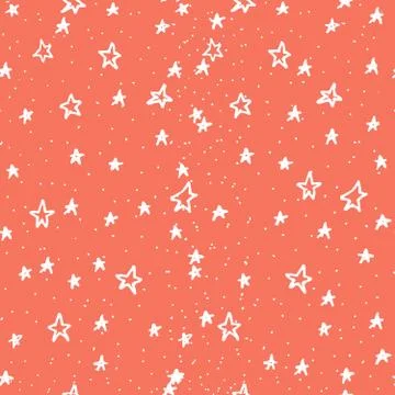 Seamless abstract pattern with black stars of different size on white backgro Stock Illustration