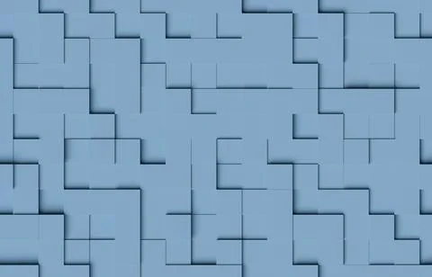 Seamless abstract pattern. Blue cubic shapes background. 3d illustration. Stock Illustration