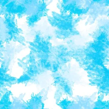 Seamless abstract pattern with blue watercolor paint stains Stock Illustration