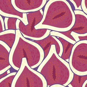 Seamless abstract pattern with bright fig simple shapes. Creative fruit food  Illustrazione stock