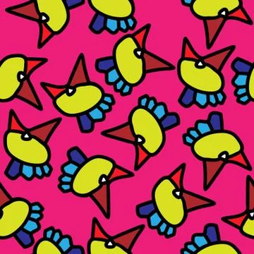 Seamless abstract pattern with chaotic hand drawn elements on the pink backdrop Stock Illustration