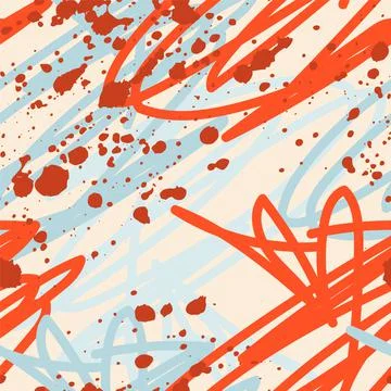 Seamless abstract pattern with chaotic hand drawn lines and dots Stock Illustration