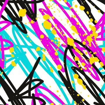 Seamless abstract pattern with chaotic hand drawn lines and dots Stock Illustration