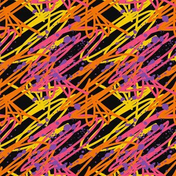 Seamless abstract pattern with chaotic hand drawn lines and dots Stock Illustration