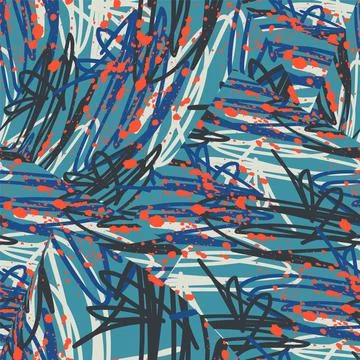 Seamless abstract pattern with chaotic hand drawn lines and dots Stock-Illustration