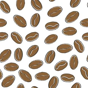 Seamless abstract pattern with coffee beans for texture, textiles, packaging Stock Illustration