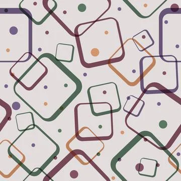 Seamless abstract pattern of colored contour intersecting squares. Vector ill Stock Illustration
