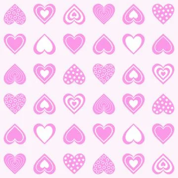 Seamless abstract pattern. Colorful print composed of pink decorative hearts  Stock Illustration