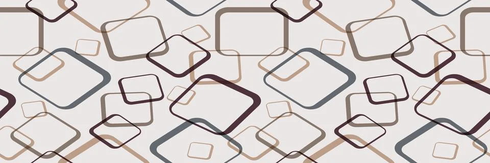 Seamless abstract pattern of contour intersecting squares. Vector illustratio Stock Illustration
