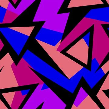 Seamless abstract pattern with curved geometry elements and grunge spots Stock Illustration