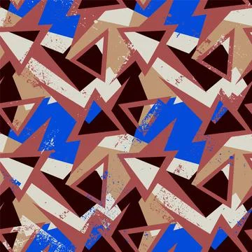 Seamless abstract pattern with curved geometry elements and grunge spots Illustrazione stock