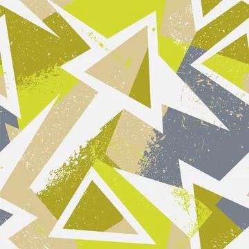 Seamless abstract pattern with curved geometry elements and grunge spots Stock Illustration