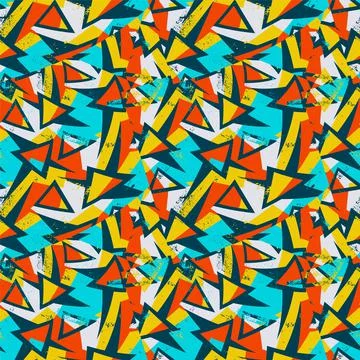 Seamless abstract pattern with curved geometry elements and grunge spots Stock Illustration