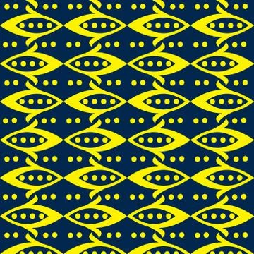 Seamless abstract  pattern design in blue and yellow design. Stock-Illustration