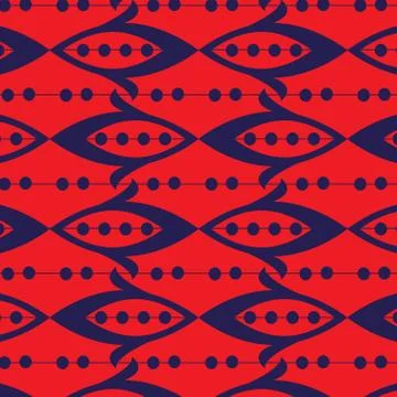 Seamless abstract  pattern design in blue and red design. Stock Illustration