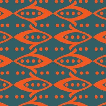 Seamless abstract  pattern design in orange and blue design. Stock Illustration