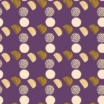 Seamless abstract pattern with doodle ornament. Geometric colorful circles on イラスト素材