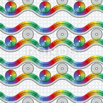 Seamless abstract pattern of elements in all colors of the rainbow Stockillustratie