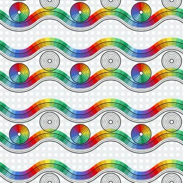 Seamless abstract pattern of elements in all colors of the rainbow Stock Illustration