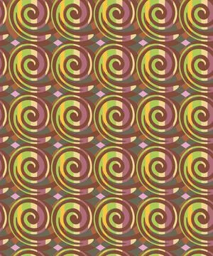 Seamless abstract pattern for fabric with stripes and spirals Stock Illustration