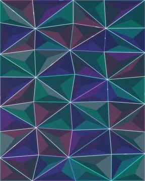 A seamless abstract pattern of faceted polygons and luminous lines creates .. Stock Illustration