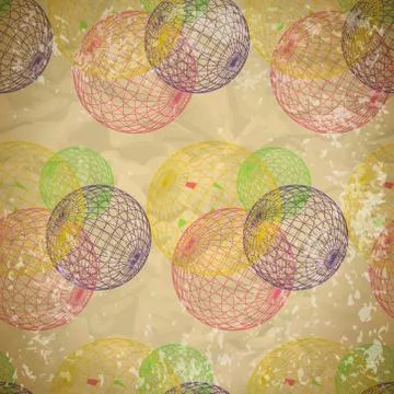 Seamless abstract pattern of faded paper with mesh balls Stock Illustration