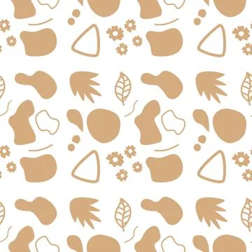 Seamless abstract pattern featuring beige organic shapes, including waves, .. Illustrazione stock
