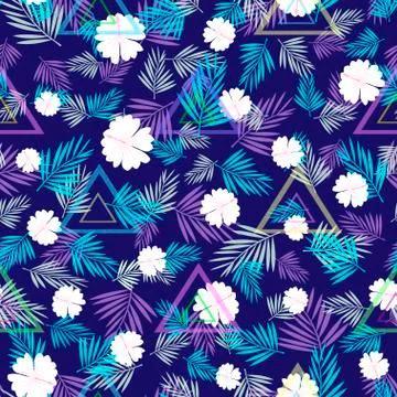 Seamless abstract pattern flower exotic tropic vector 스톡 일러스트