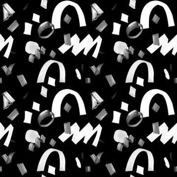 Seamless abstract pattern with geometric shapes. Hand drawn illustration. Stock Illustration