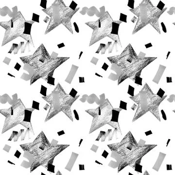 Seamless abstract pattern with geometric shapes. Hand drawn illustration. Stock Illustration
