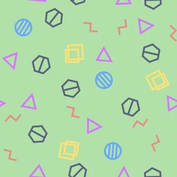 Seamless abstract pattern with geometric shapes as triangle, line, circle. Ve Stock Illustration