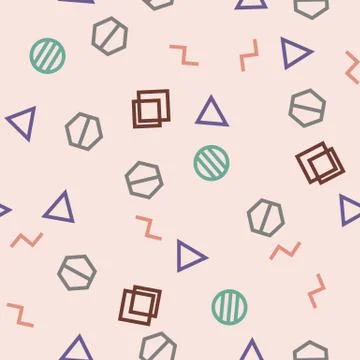 Seamless abstract pattern with geometric shapes as triangle, line, circle. Ve Stock Illustration