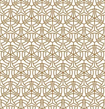 Seamless abstract pattern in golden lines. Average thickness. Stock Illustration