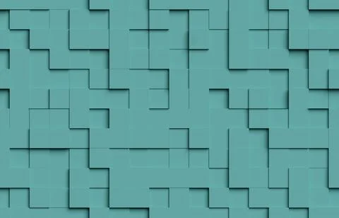 Seamless abstract pattern. Green cubic shapes background. 3d illustration. Stock Illustration