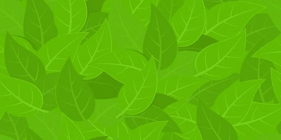 Seamless Abstract Pattern With Green Leaves And Water Drops Vector Stock Illustration