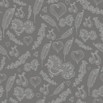 Seamless abstract pattern with grey bird of happiness Seamless abstract pa... Stock Photos