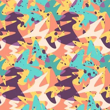 Seamless abstract pattern with hand drawn shapes, grunge spots and dots for prin Stock Illustration