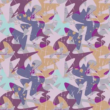 Seamless abstract pattern with hand drawn shapes, grunge spots and dots for prin Stock Illustration