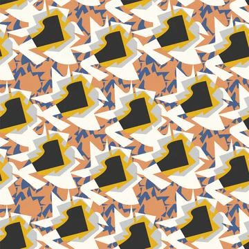 Seamless abstract pattern with hand drawn curved elements for prints, textures,  Stock Illustration