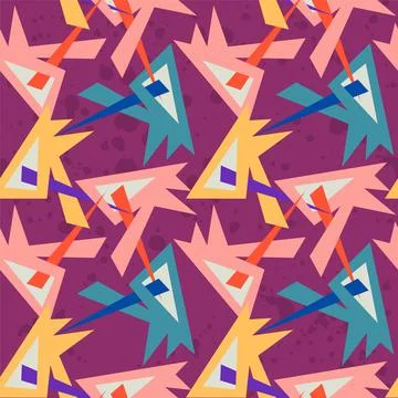 Seamless abstract pattern with hand drawn curved geometry triangle elements for  Stock Illustration