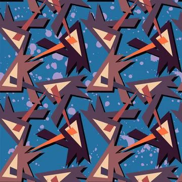 Seamless abstract pattern with hand drawn curved geometry triangle elements for  イラスト素材